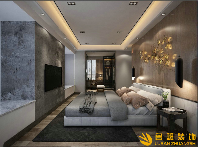 華熙·528藝術(shù)村150㎡現(xiàn)代風(fēng)格裝修設(shè)計(jì)主臥